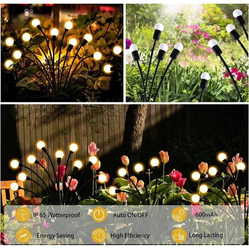 Solar Firefly Light Garden Waterproof Swaying Lamp Outdoor Landscape Lawn‎ #1436